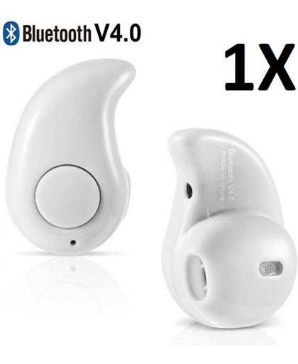 Draadloze Mini Bluetooth Headset, In-Ear Oordopje, Bluetooth 4.0, Draadloos telefoneren, Muziek luisteren. Sporten. Geschikt voor iPhone, Samsung, LG, HTC, Nokia & elk andere Smartphone. Kleur Wit