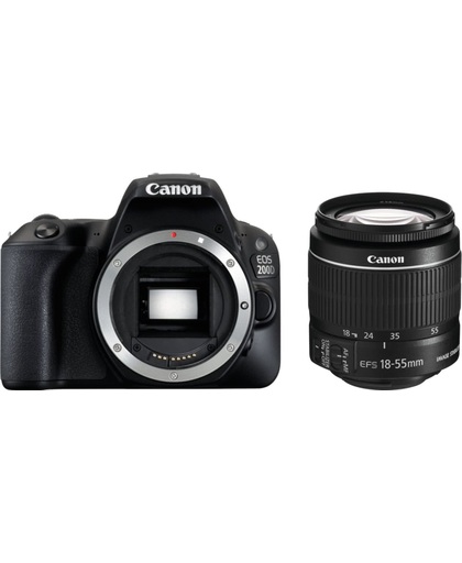 Canon EOS 200D + 18-55 DC III + 100EG + SD 16GB SLR camerakit 24.2MP CMOS 6000 x 4000Pixels Zwart