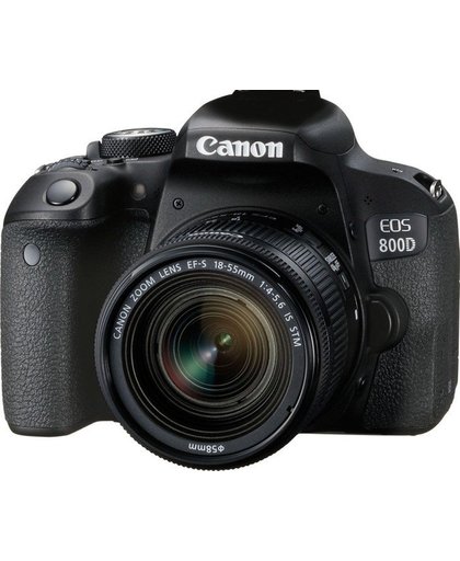 Canon EOS 800D + EF-S 18-55mm 4.0-5.6 IS STM SLR camerakit 24.2MP CMOS 6000 x 4000Pixels Zwart