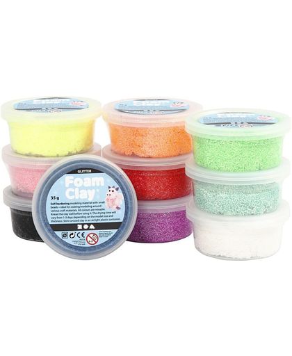 Foam Clay® Glitter, 10x35 gr, kleuren assorti