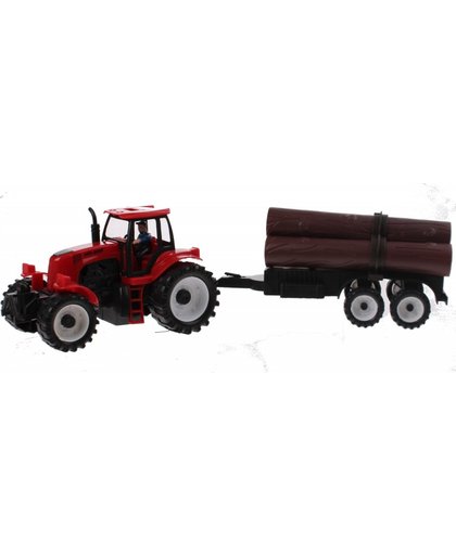 Toi Toys Tractor met trailer rood