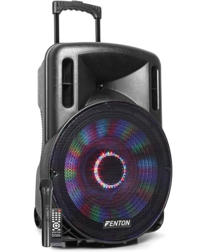 Fenton FT15LED mobiele speaker met ingebouwde accu, draadloze microfoon & LED lichteffect - 800W