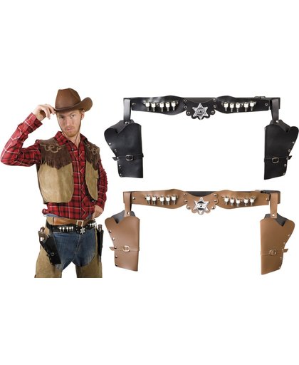Cowboy holster dubbel Sheriff wordt per stuk en per kleur geleverd