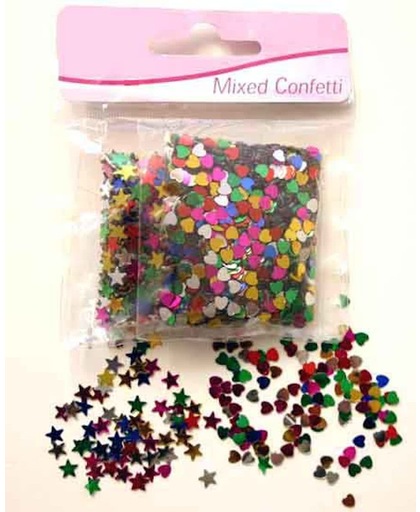6 zakjes Sterretjes en hartjes Confetti - Assorti kleuren