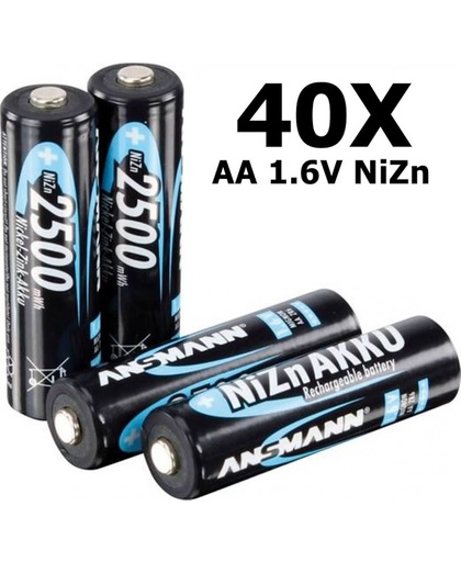 40 Stuks - AA 1.6V NiZn Ansmann Oplaadbaar Batterijen 1500mAh