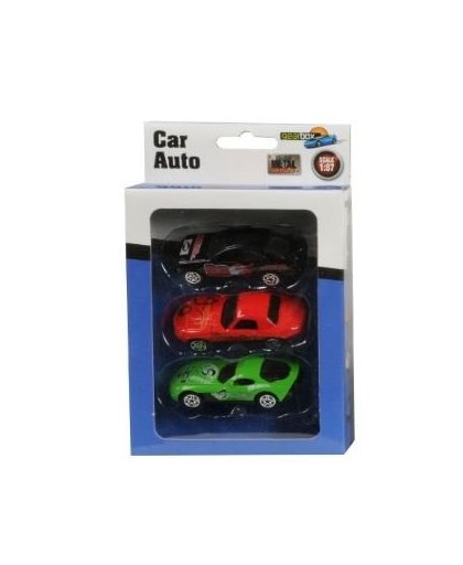 Gearbox Auto set Diecast 1:87 7 cm zwart/rood/groen 3 stuks