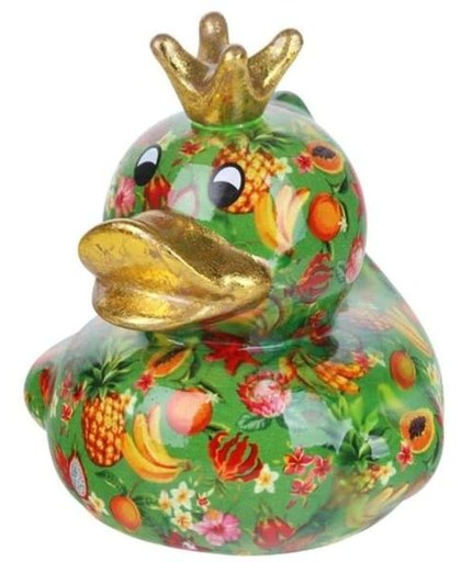Pomme Pidou spaarpot eend Ducky - Uitvoering - Groen met tropisch fruit