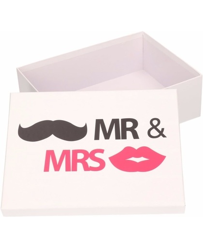 Cadeaudoosje Mr en Mrs middel 20 cm - giftbox / kado doosje