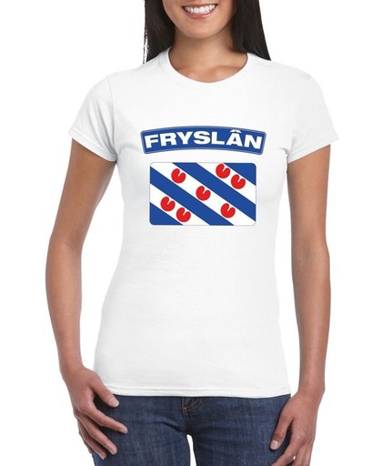 Friesland t-shirt met Friese vlag wit dames M