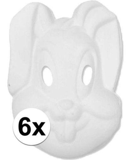 6x Papier mache masker konijn/haas
