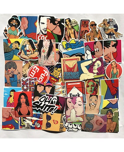 Viny sticker pakket ca. 52 stuks | Decoratieve stickers | Vinyl stickers | Decoratie stickers | Laptop decoratie| Laptop stickers | Graffiti stickers | Skate stickers | Laptop versieren | Creatief met stickers