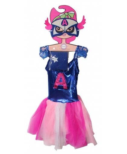 Slammer Super Hero jurk A meisjes blauw/roze