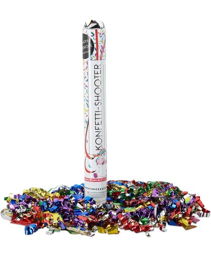 relaxdays party popper 40 cm eenhoorn - kleurrijke confetti kanon - confettishooter