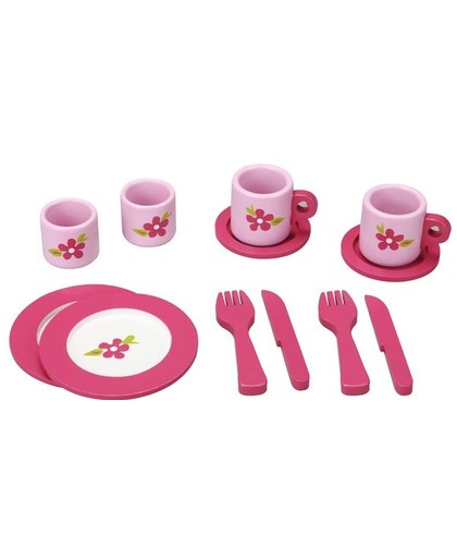 Mamamemo servies hout 12 delig roze