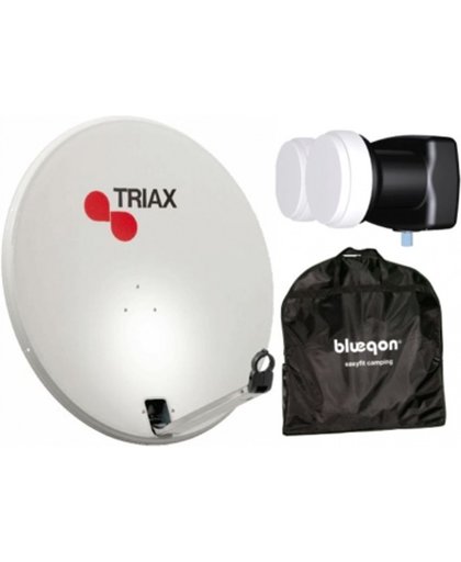 Triax 78cm Schotelantenne Licht Grijs + 4.3° single DUO LNB (Canal Digitaal Ready) + Blueqon CAM-T8S Opbergtas