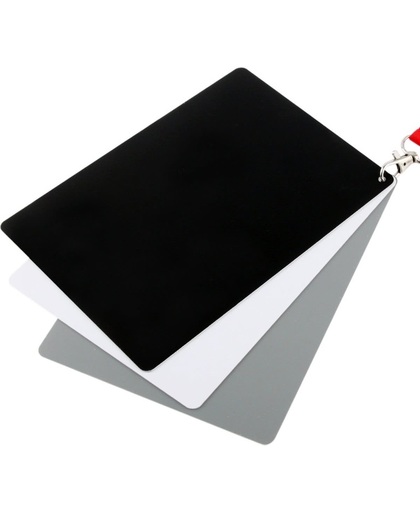 3 in 1 zwart White Gray Balance Card / Digital Gray Card met Strap, Works met Any Digital Camera, File Form: RAW en JPEG
