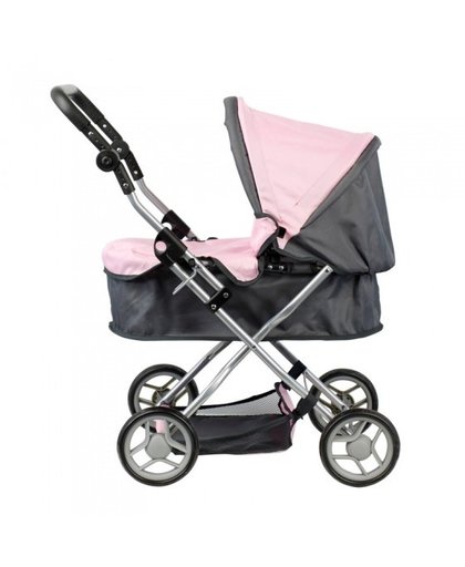 Mini Mommy poppenwagen roze/grijs 63,5 x 42 x 70 cm