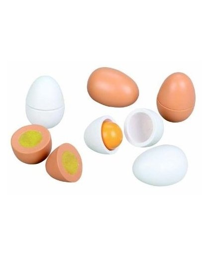 Amleg speelgoedeten 6 eieren met doos beige 15 x 9 cm
