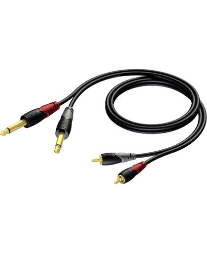 Procab CLA631 2x 6,35mm Jack mono - Tulp stereo 2RCA kabel - 1,5 meter