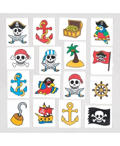 Tijdelijke tattoos van piraten voor kinderen – leuk voor uitdeelzakjes voor kinderen (verpakking van 24)