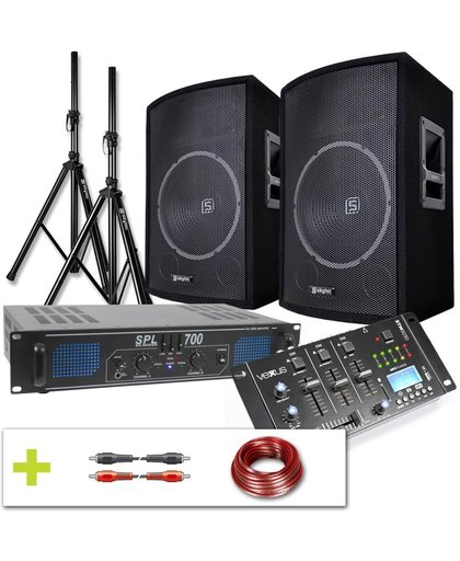 Complete DJ Bluetooth geluidsinstallatie 700W met standaards