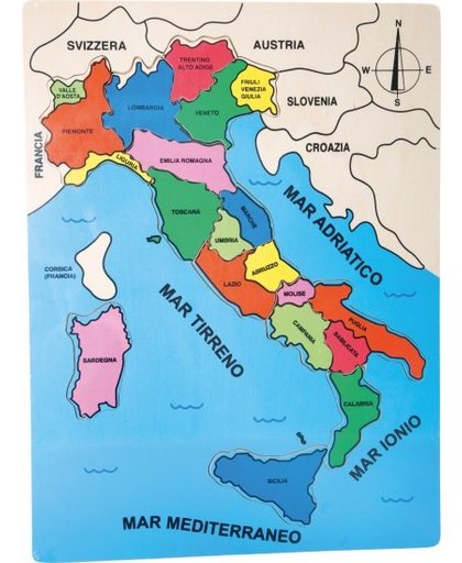 Small Foot Italië geografie puzzel 30 x 40 cm hout 13 stukjes
