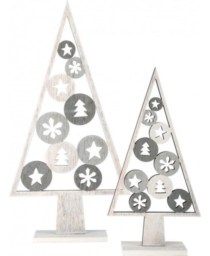 Small Foot Decoratieve houten kerstbomen set 23/33 cm grijs