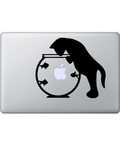 Kat met vissenkom MacBook 15" skin sticker