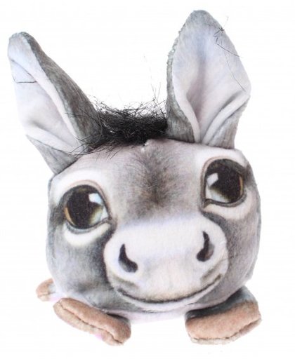 Toi Toys beany animals geprinte knuffel ezel 11 cm grijs