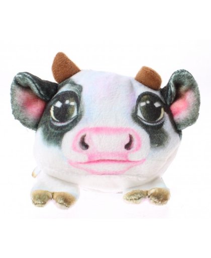 Toi Toys beany animals geprinte knuffel koe 11 cm zwart/wit