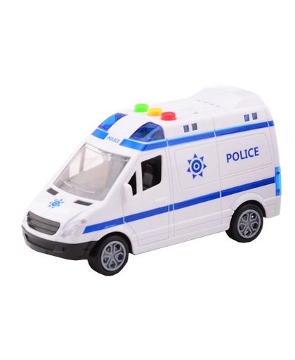 Johntoy politiebus licht en geluid 14 cm wit/blauw