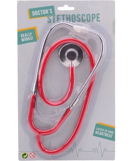 Johntoy metalen dokters stethoscoop 29 cm rood