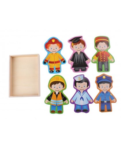 Toi Toys houten legpuzzel verkleedpoppen 19 delig jongens