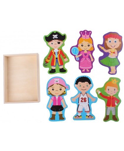 Toi Toys houten legpuzzel verkleedpoppen 19 delig gemengd