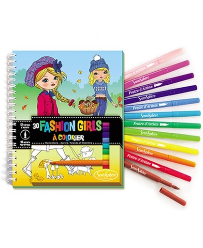 Kleurboek Fashion Girls met kleurstiften