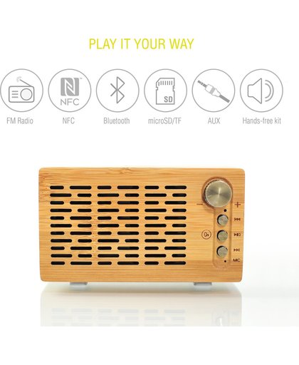 Smart Bluetooth speaker DJ Roxxx Big Woody  | Luxe retro design, eco-bamboo behuizing