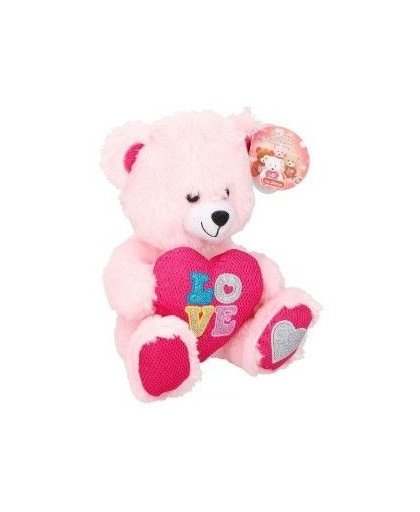 Eddy Toys knuffelbeer met hart roze 24 cm