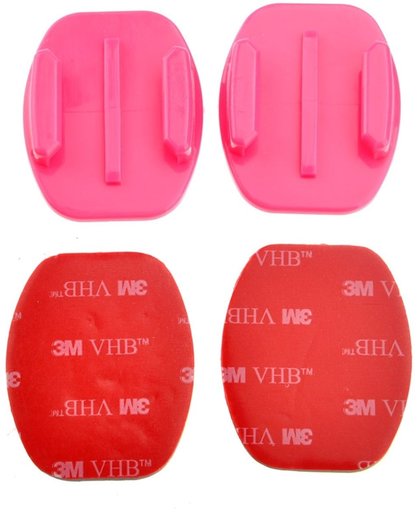 ST-12 2 Vlakke Adapters + 2 zelfklevende bevestiging Stickers voor GoPro Hero 4 / 3+ / 3 / 2 / 1 (roze)