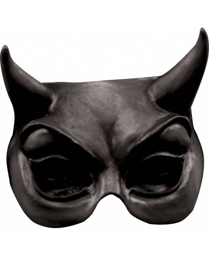 Halloween Masker Duivel Zwart Deluxe half