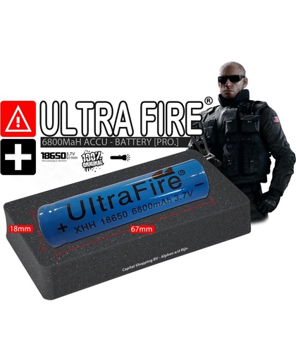 UltraFire 18650 Accu 6800mAh 3.7v (o.a voor SWAT Zaklampen)