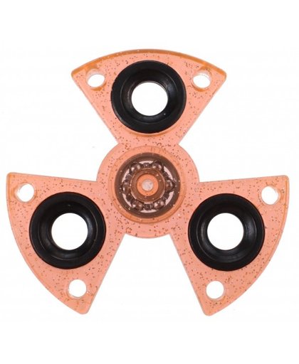Toi Toys fidget spinner driehoek 3 poten 7 cm glitter oranje