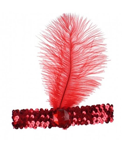 Toi Toys Haarband met veer 15 cm rood