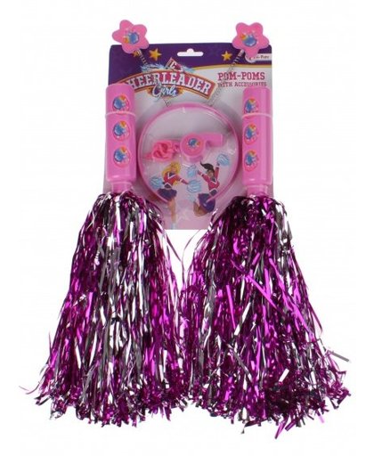 Toi Toys pompons cheerleaderset meisjes roze 4 delig