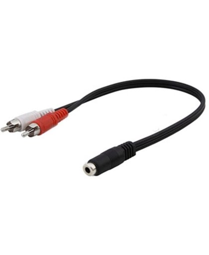 3.5mm female stereo jack to 2 male RCA plugs cable, Lengte: 38cm