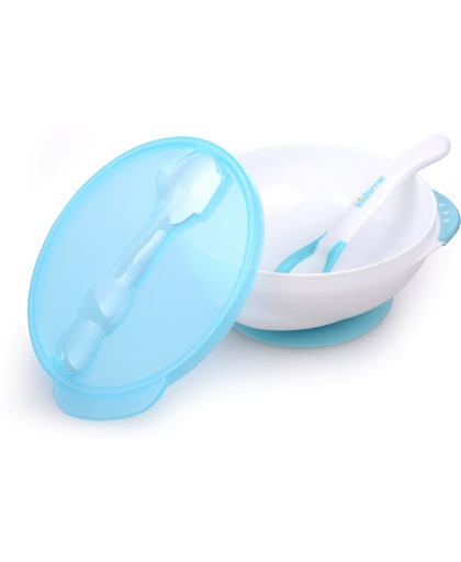 Kidsme - Suction Bowl with Ideal Temperature Feeding Spoon Set - Aqua