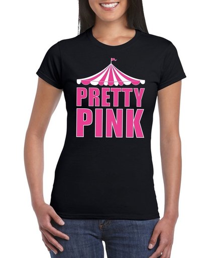 Toppers Pretty in Pink shirt zwart met roze letters voor dames - Toppers dresscode 2018 M