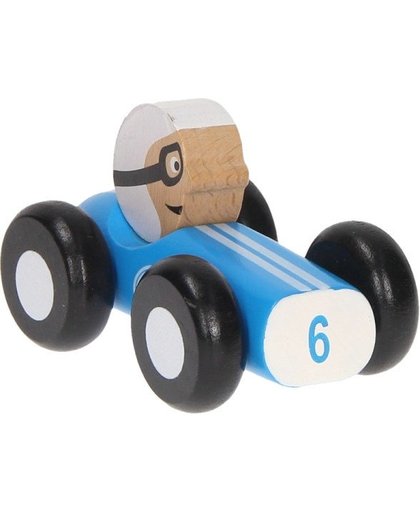 Jouéco houten raceauto classic blauw 10 cm