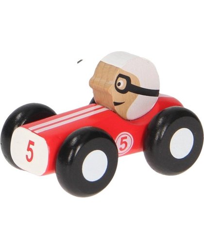 Jouéco houten raceauto classic rood 10 cm