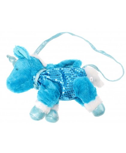Toi Toys handtas Unicorn pluche 2 liter blauw