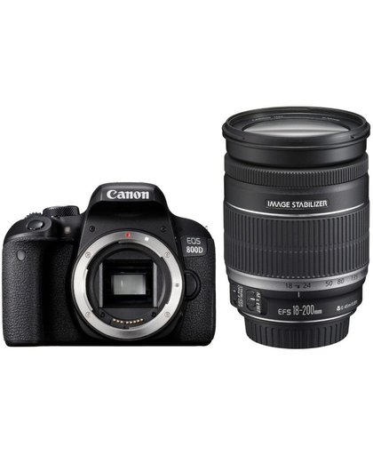 Canon EOS 800D + EF-S 18-200mm F3.5-5.6 IS SLR camerakit 24.2MP CMOS 6000 x 4000Pixels Zwart